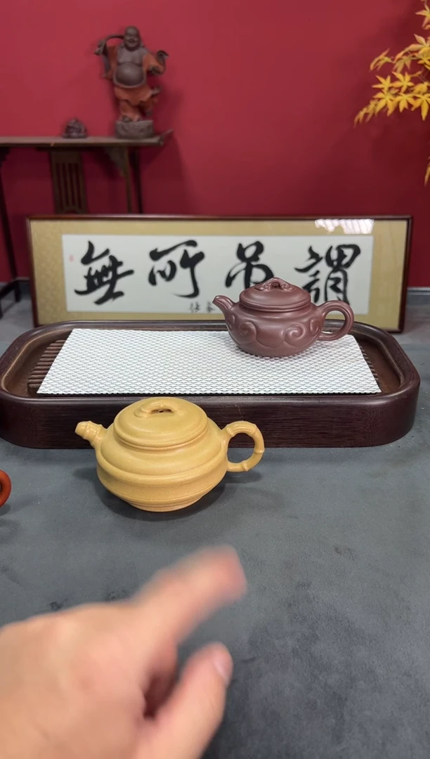 茶壶紫砂本绿双线竹鼓