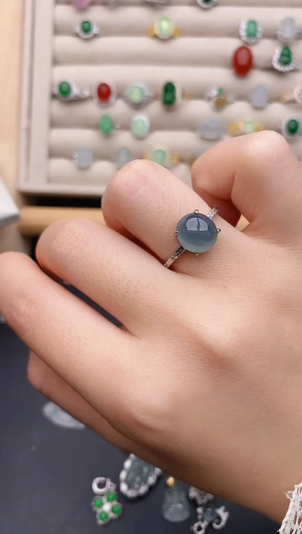 银S925镶嵌戒指翡翠0