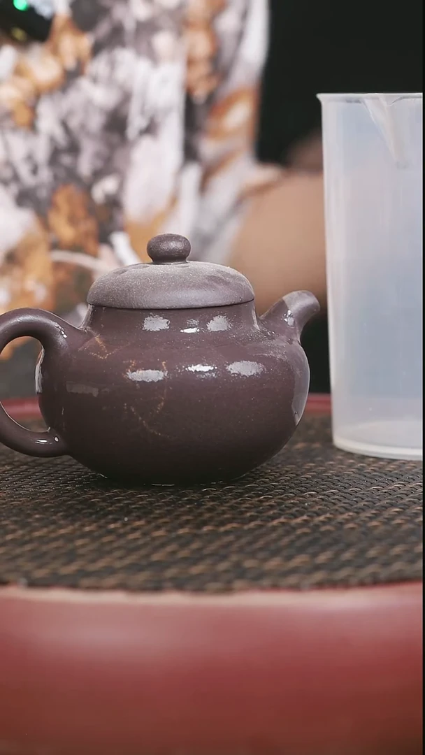 茶壶紫砂69号天青柿圆300CC微瑕
