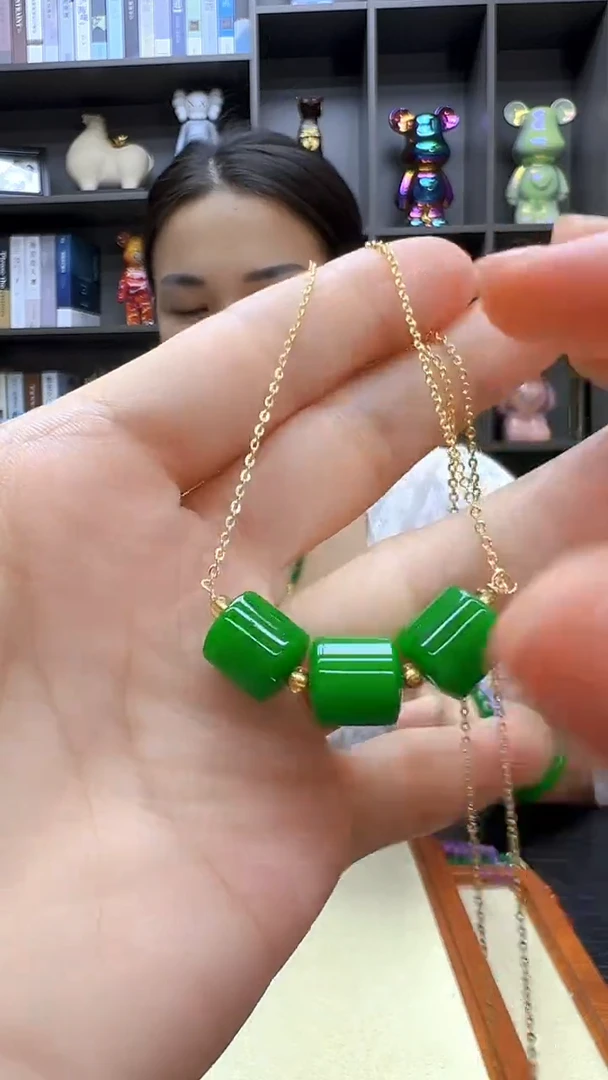 翡翠14K金镶嵌颈饰丹丹diy劲饰