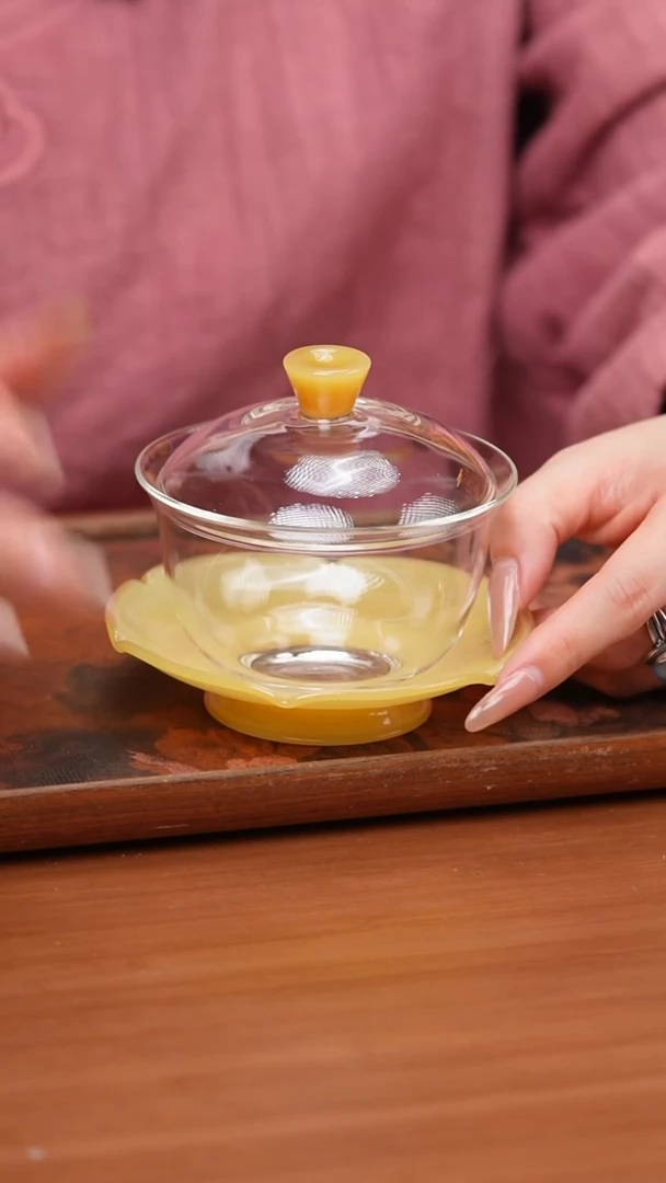 【闪购商品】禾器/晶彩沁莲盖碗/金玉色/定制版