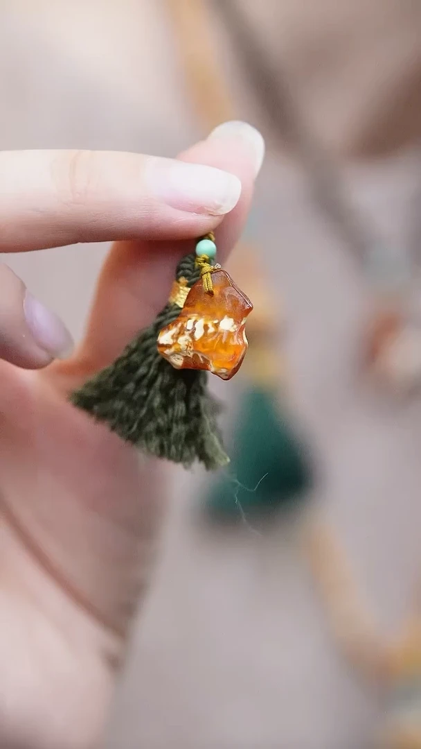 裸石蜜蜡未镶嵌*蜜蜡小提溜配饰*活扣头可拆*百搭手串项链