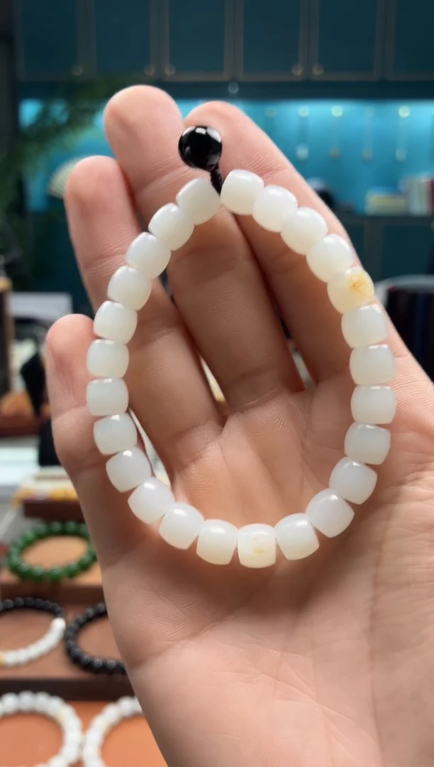 未镶嵌手串和田玉白玉7*8