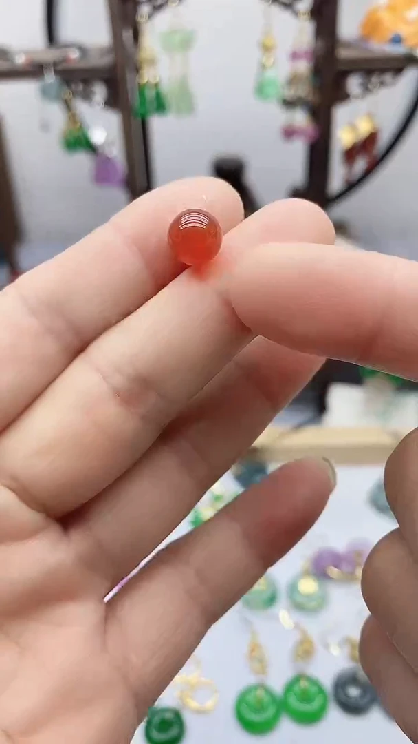 南红玛瑙14K金镶嵌耳饰58