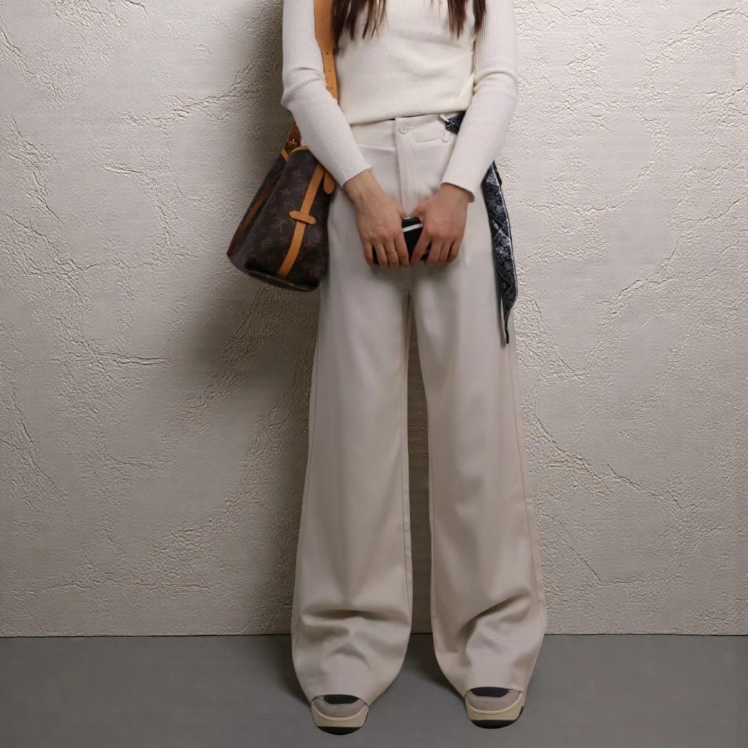 #2506-5 2025秋冬季西服裤阔腿裤时尚百搭流光风气质宽松文艺