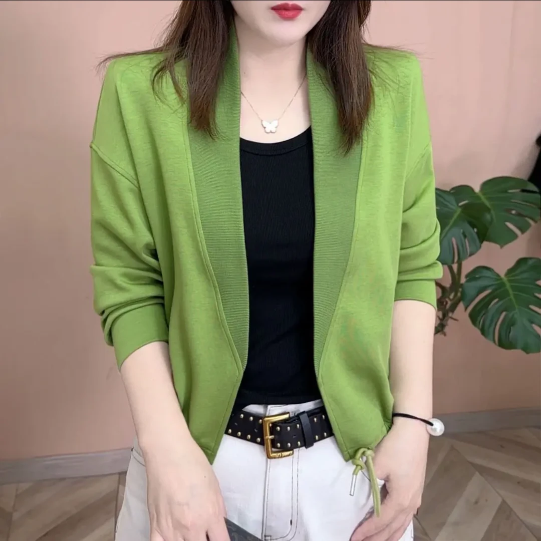 2025春季新品时尚百搭显瘦休闲修身纯色设计感女士外套上衣7875