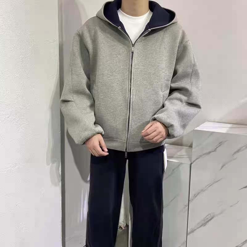 男士运动开衫春秋秋冬季双拉链外套男生宽松休闲拼色连帽卫衣潮