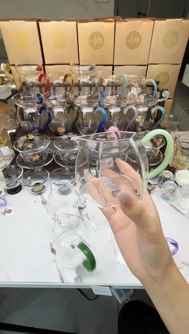 手工艺品玻璃南****牌禾器 棱然茶海浅玉