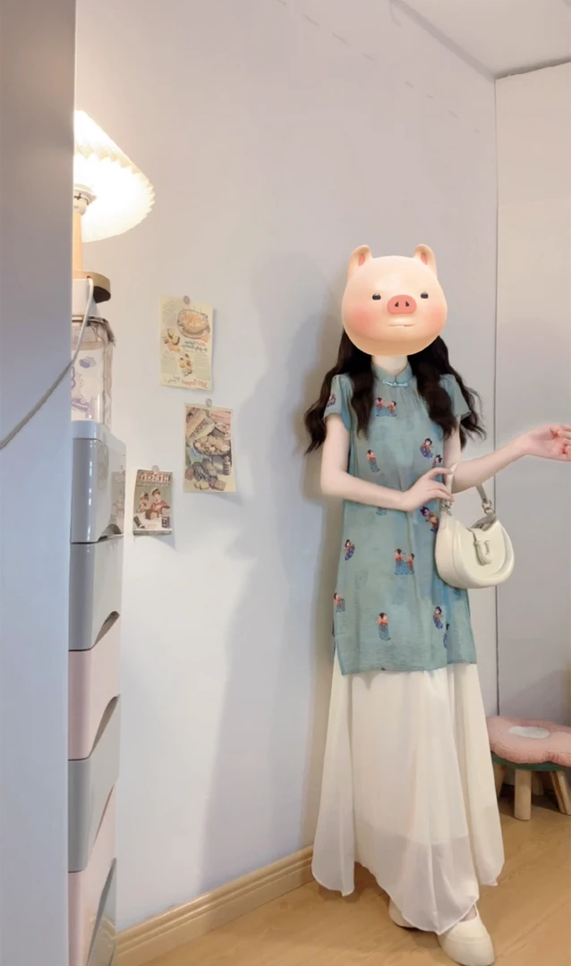 新中式旗袍+仙气半身裙两件套女欧货2025年夏季大码时尚套装复古