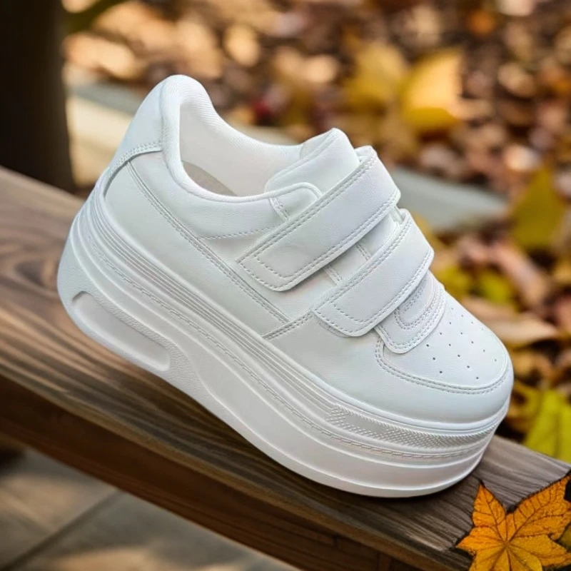 8公分加棉增高厚底魔术贴小白鞋休闲板鞋时尚百搭软底秋季冬款