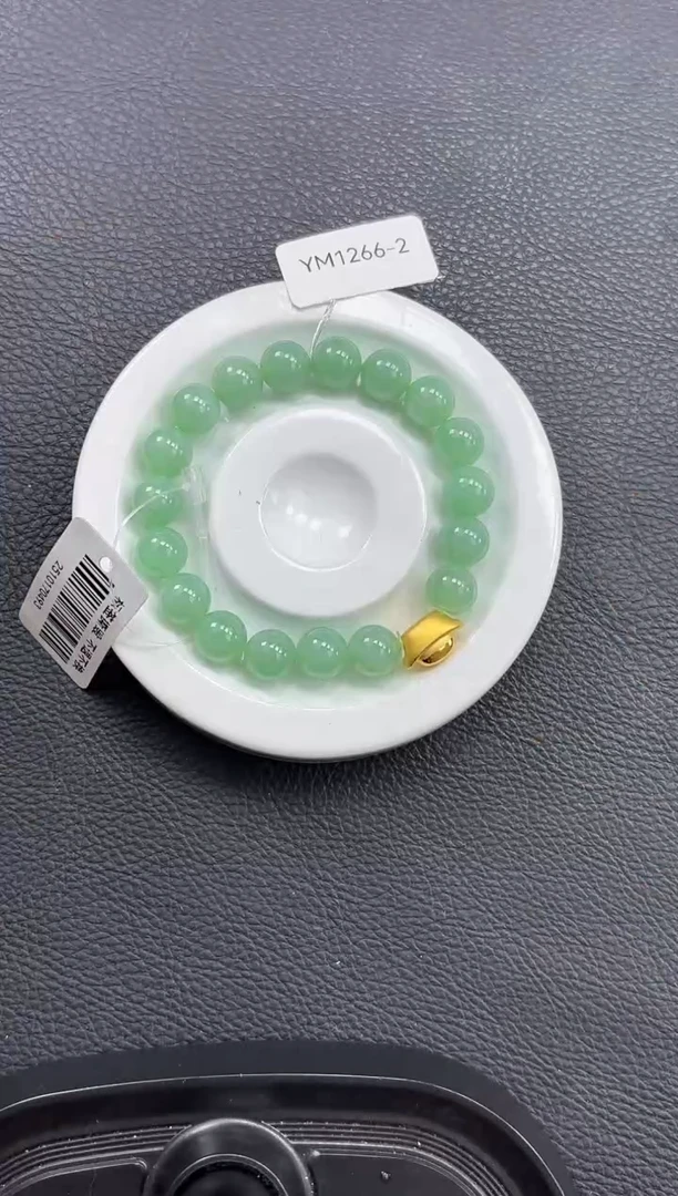 足金镶嵌手串翡翠YM1266-2 足金元宝翡翠手串单圈