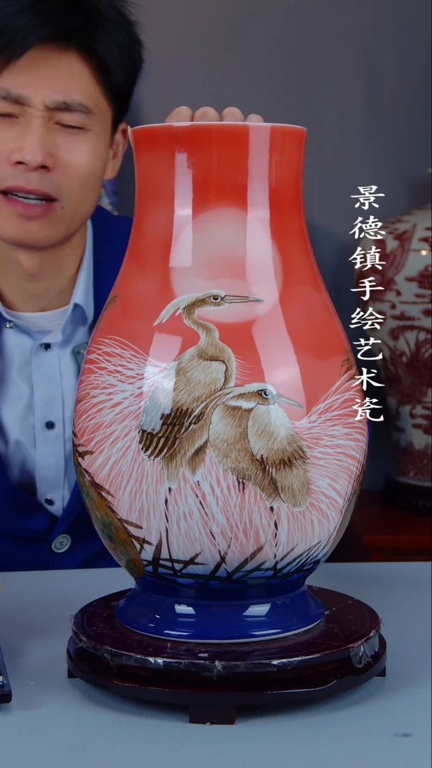 瓶陶景德镇手工手绘陶瓷摆件20