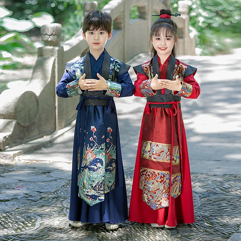 男童汉服国学服侠客中国风春夏套装女童古装小学生班服中秋演出服