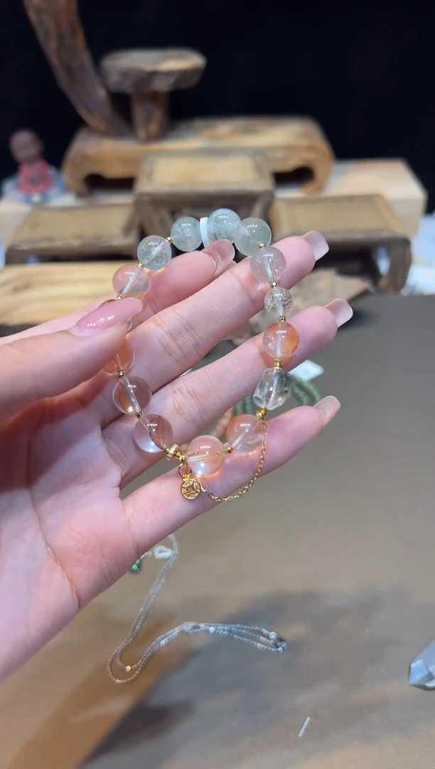 银S925镀金镶嵌手链水晶手饰@@F5644