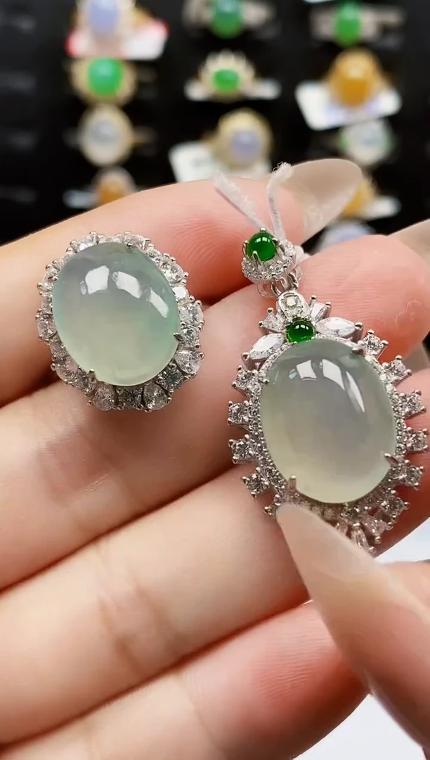 银S925镶嵌戒指翡翠0684