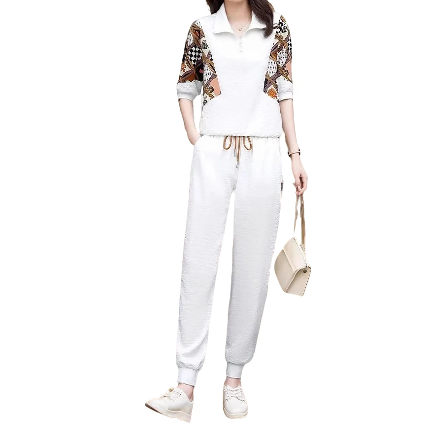 【Real&CTC】休闲运动套装女夏季2025宽松大码休闲服时尚短袖两件套
