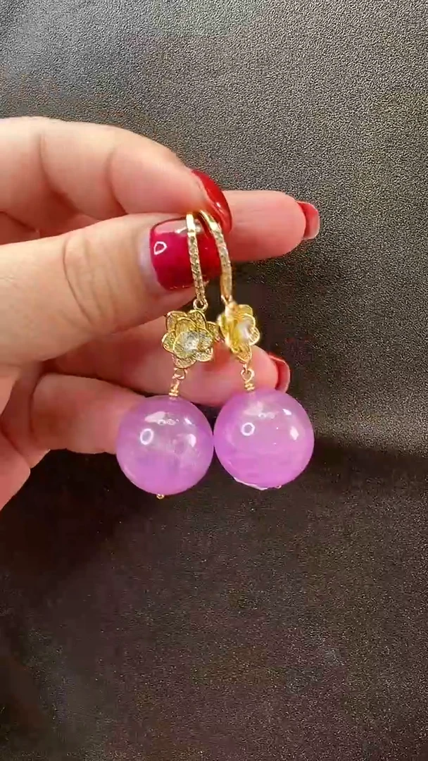 耳环锂辉石银S925镶嵌耳环