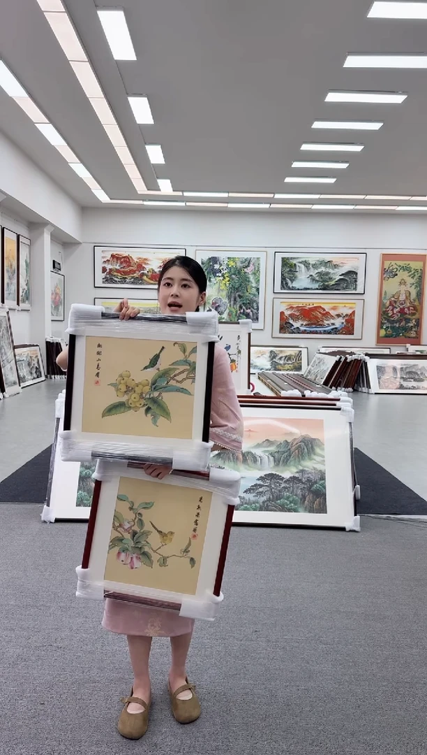 国画手绘斗方一对