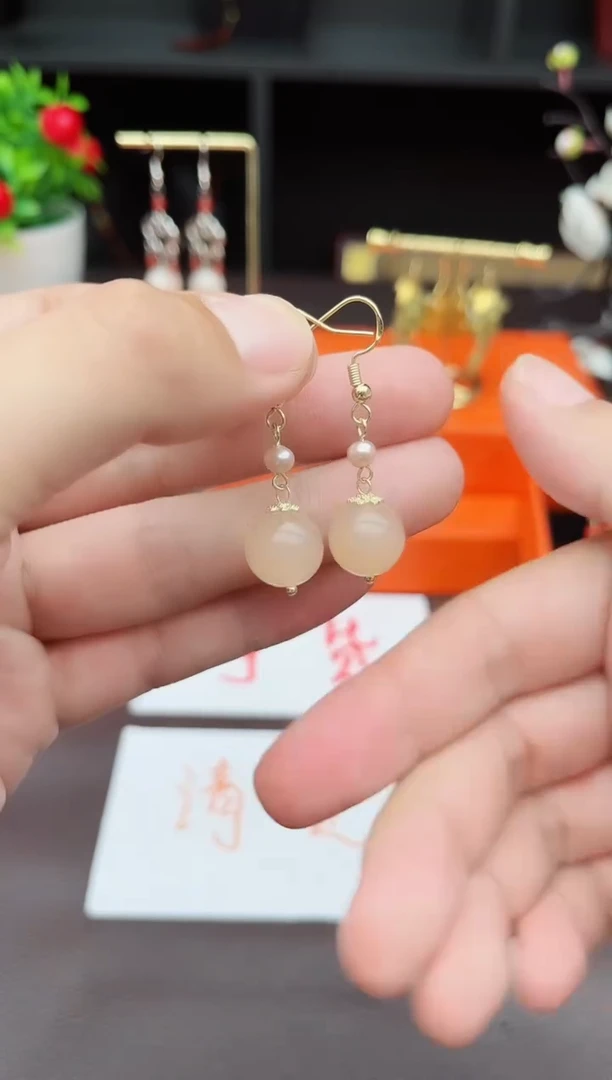 玛瑙/玉髓耳饰银S925镶嵌218000