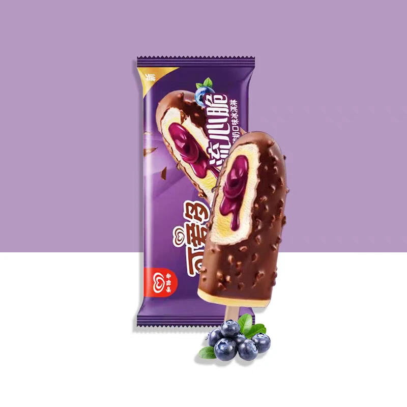 【3支】和路雪可爱多棒棒流心脆蓝莓酸奶口味冰淇淋单支装64g/支雪糕同城送雪糕同城配