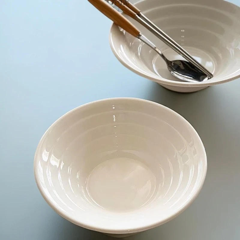 大容量一人食喇叭碗餐具日式拉面碗大汤碗家用高级感陶瓷碗斗笠碗