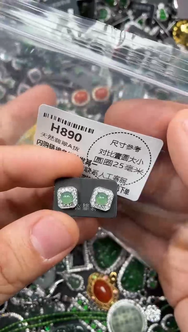 颈饰未镶嵌翡翠H890耳钉