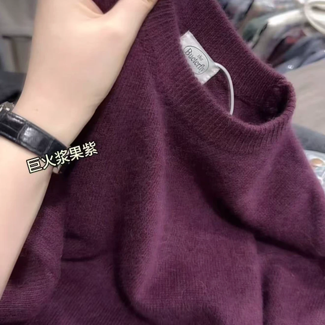 米蓝家名殿！巨高级～浆果紫慵懒宽松套头毛衣！0050