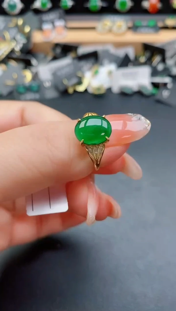 银S925镶嵌戒指翡翠1