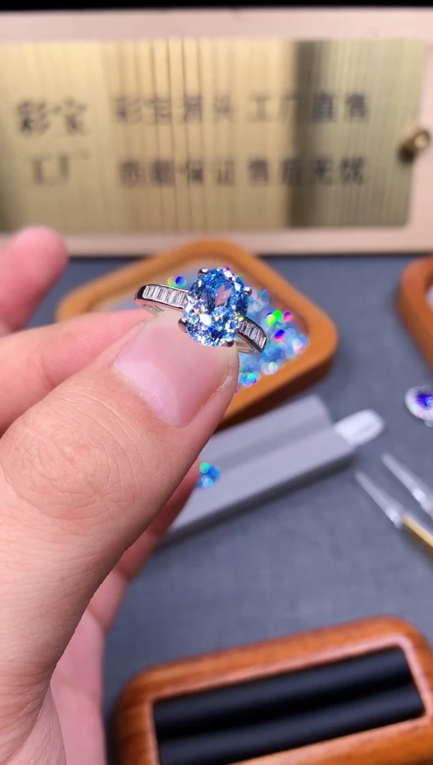 海蓝宝石戒指银S925镶嵌4563