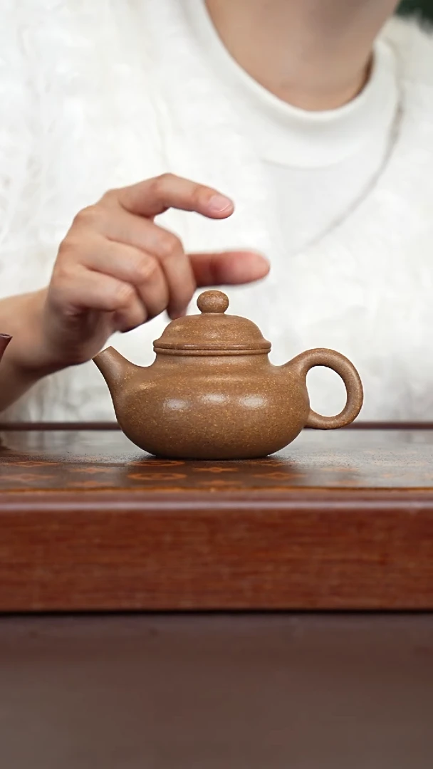 茶壶紫砂手磨黄降坡容天-