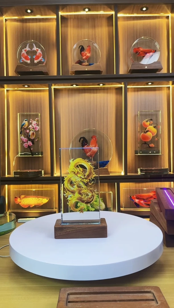 有机玻璃无***音瑕疵品尺寸20*10*4金龙+底座