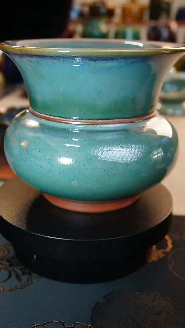 【闪购商品】瓷片726  绿 渣斗花盆  