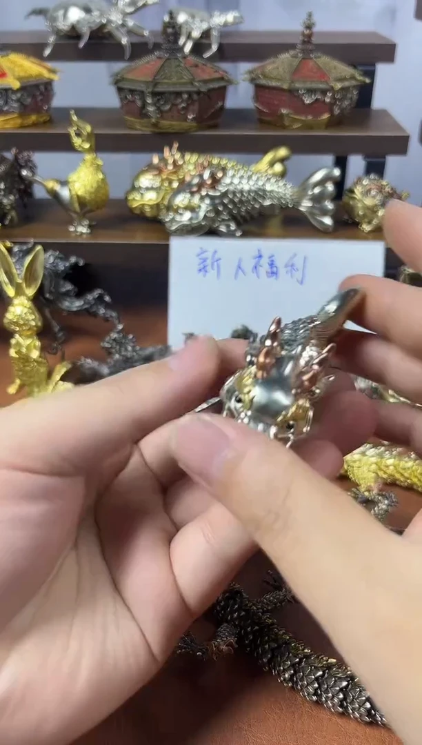 白铜鱼化龙小号摆件