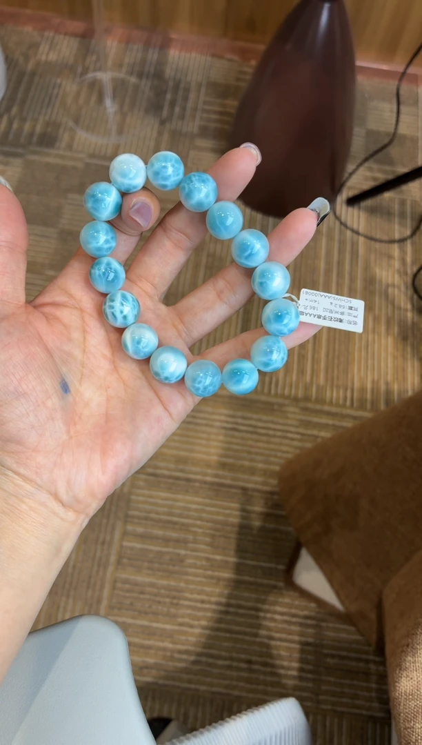 未镶嵌针钠钙石（海纹石）手串海纹石手串14m+