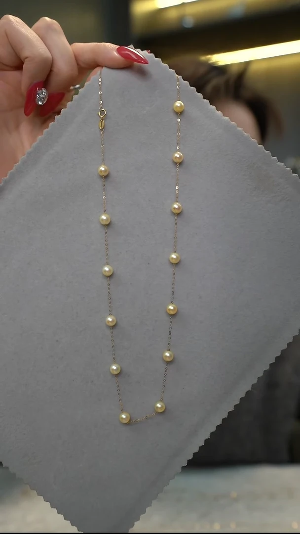 颈饰18K金镶嵌海水珍珠通体18K金 akoya羽皇金项链