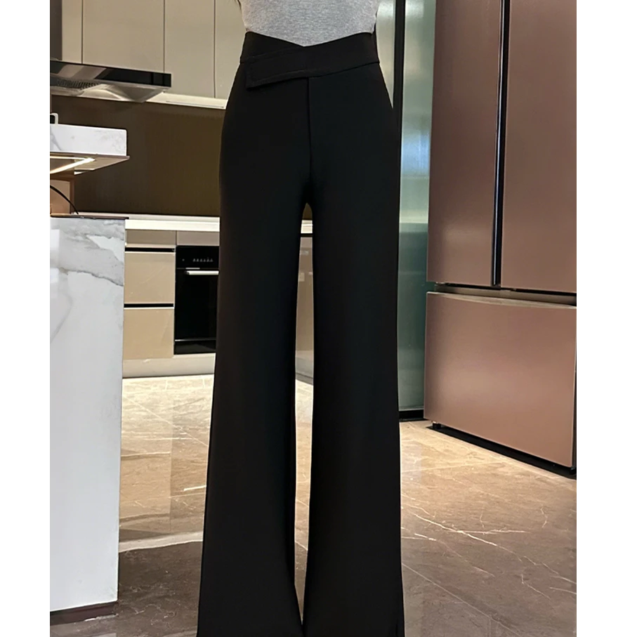 黑色气质高腰显瘦垂感直筒裤女高级感宽松遮胯百搭休闲阔腿裤