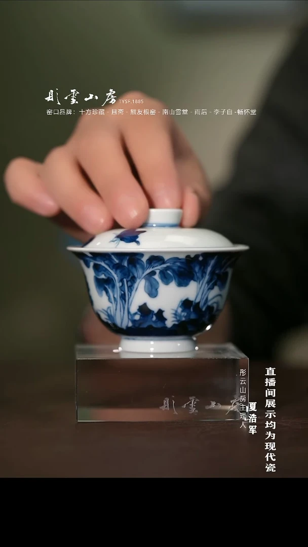 摆件雨后湛蓝天地合气百财白菜盖碗