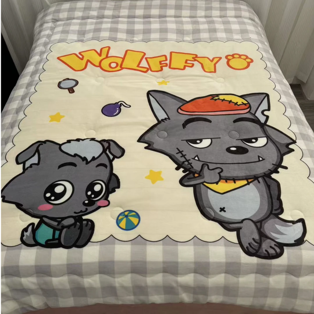 卡通双面绒小灰和老狼加绒加厚大版花冬被200*230