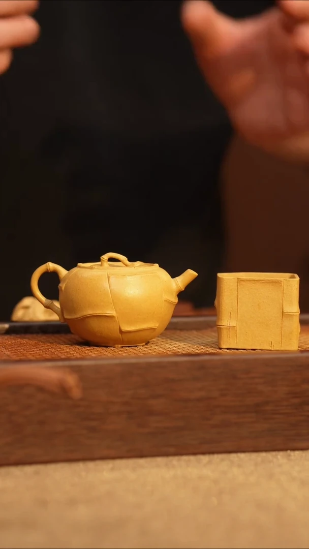 茶壶紫砂紫砂黄龙山黄段小圆竹一壶一杯