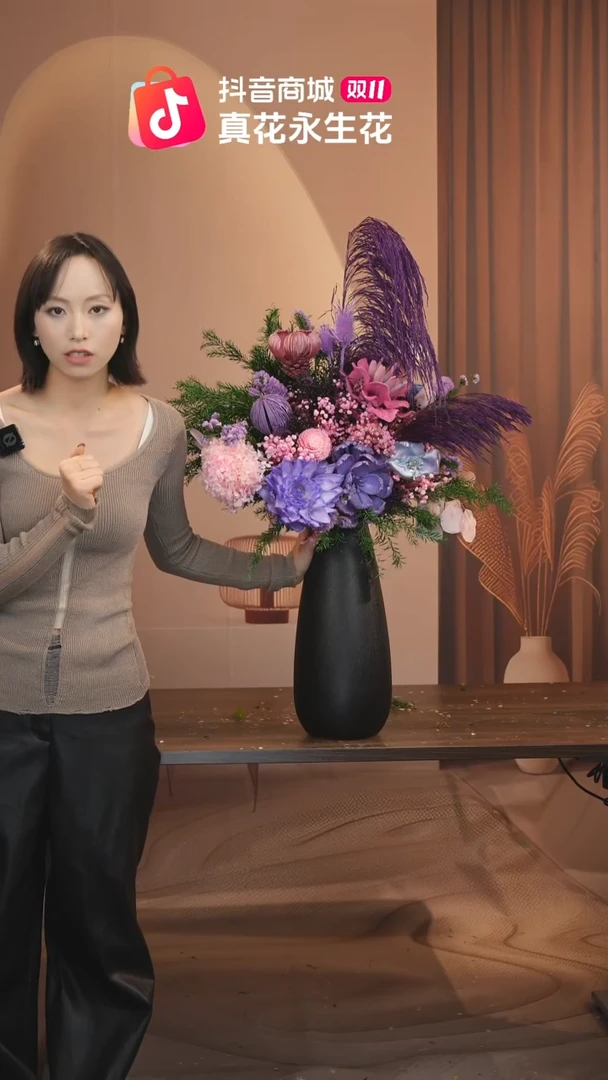 木图片款式：花+花瓶一整套