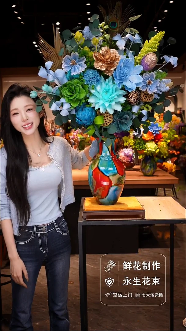 瓶琉璃手工花器花束空运包邮送货上门-以图片为准