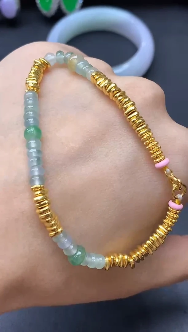 足金镶嵌手链翡翠489-中国好珍宝