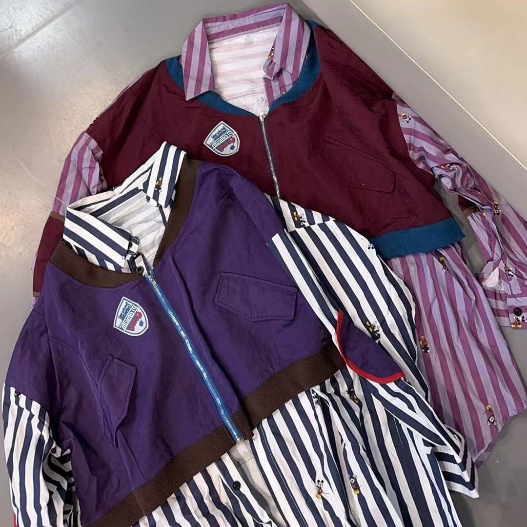 【文乐乐】春季新款韩版个性重工拼接款时尚休闲潮流假两件衬衫2501