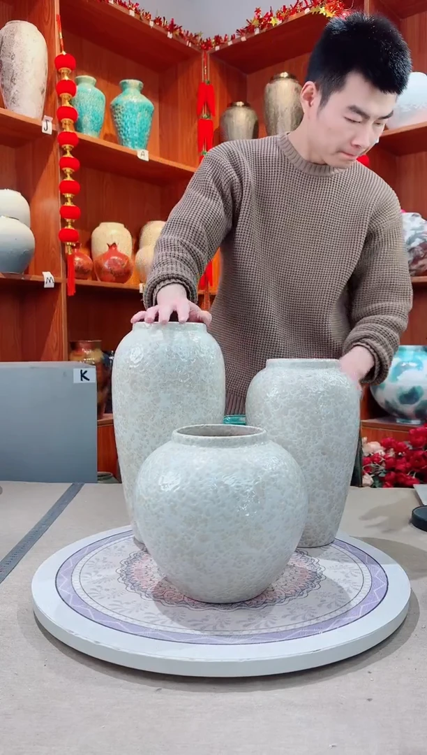 【闪购商品】瓶陶瓷花瓶 无花 茶白三件套