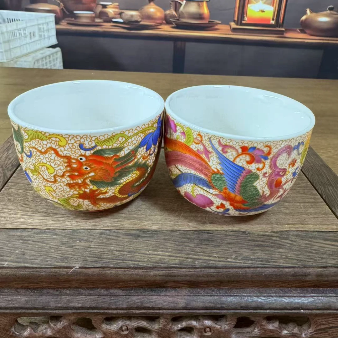 彩绘掐金丝龙凤杯 ZH143