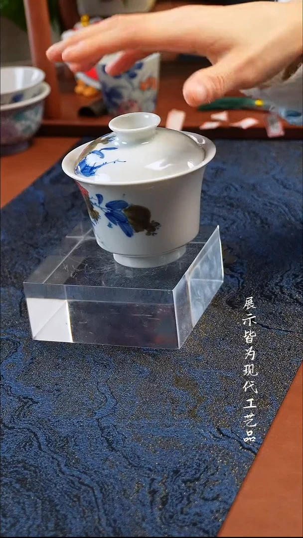 柚野写意石榴花盖碗