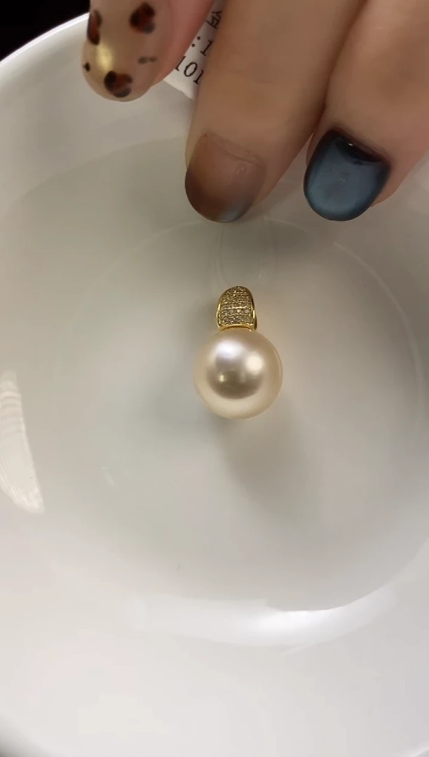 吊坠(不含链)银S925镶嵌海水珍珠南洋金珍珠吊坠12-13