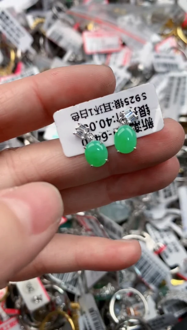 银S925镶嵌戒指翡翠19          3