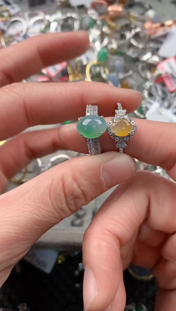 银S925镶嵌戒指翡翠555   1