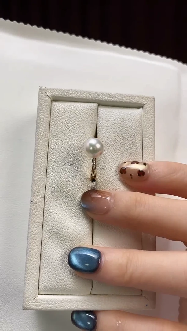 18K金镶嵌戒指海水珍珠8.5-9Akoya海水珍珠戒指